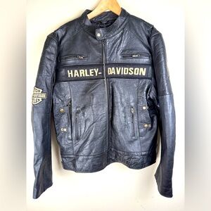 HARLEY DAVIDSON Men’s Passing Link GENUINE LEATHER Motorcycle Jacket Coat NOTES